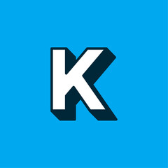 Vector Logo Letter White Blue Longshadow K