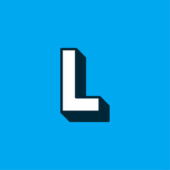 Fototapeta premium Vector Logo Letter White Blue Longshadow L