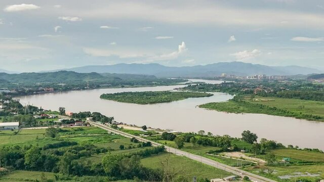 Mekong river and Thai-Laos border at Chiang Saen district , Thailand