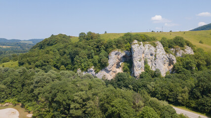 Landmark, attraction - Rock cliff Three elephants. Russia, Krasnodar Territory, Mostovskiy rayon