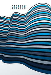 Abstract lines in 3D dimensional perspective abstract vector background, cool funky design layout, 70s retro template.