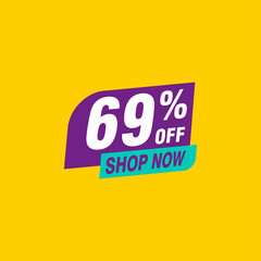 69 discount, Sales Vector badges for Labels, , Stickers, Banners, Tags, Web Stickers, New offer. Discount origami sign banner