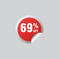69 discount, Sales Vector badges for Labels, , Stickers, Banners, Tags, Web Stickers, New offer. Discount origami sign banner
