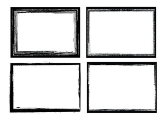 Vector Frames. rectangles for image. distress texture . Grunge Black and White borders isolated on the transparent background . Dirt effect . 