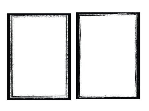 Vector Frames. rectangles for image. distress texture . Grunge Black and White borders isolated on the transparent background . Dirt effect . 