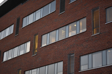 The windows of an evening Scandinavian school in Copenhagen