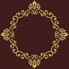 Elegant vintage vector round golden ornament in classic style. Abstract traditional pattern with oriental elements. Classic vintage pattern