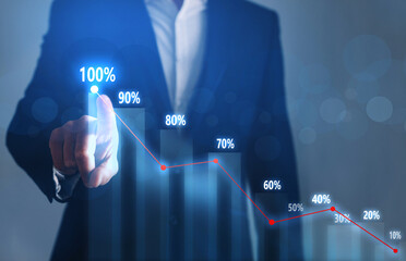  Businessman pointing arrow graph  growth plan and increase percentage at 100.