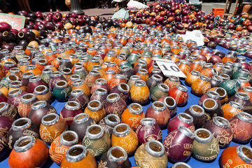 Mate bowls for sale in San Telmo market, Buenos Aires, Argentina