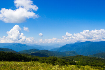 Fototapeta na wymiar Mountains landscape and view in Racha, Georgia