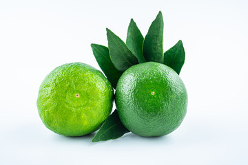 Fresh oranges on white background