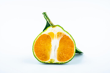 Fresh oranges on white background