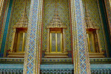 view of the buddhist temple rachabopit in the city of bangkok -thailand 
