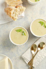 bowl of soup with bread