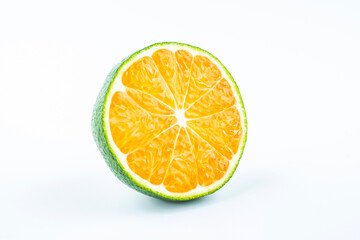 Fresh oranges on white background