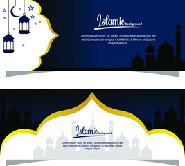flat design with Islamic concept and mosque