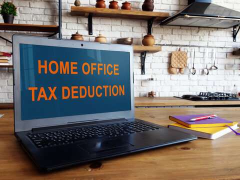 Home office tax deduction information on laptop screen.