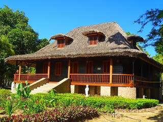 Fototapeta na wymiar Seychelles, Indian Ocean, La Digue Island, Grann Kaz also called Emmanuelle's house in the Union Estate