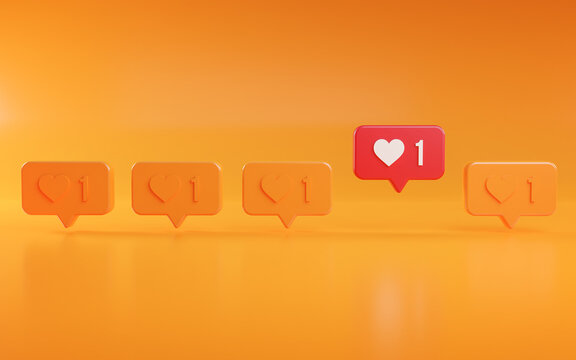 Stand out Love Notification Icon Concept 3D Rendering