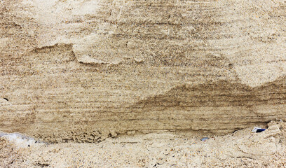 Sand dune collapse down to a small canal revealed texture inside