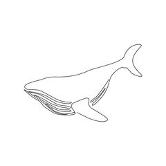 Continuous line drawing of swimming big whale in the sea. One line drawing concept of under water concept. Vector illustration