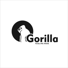 gorilla logo design template silhouette vector © novitasary