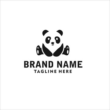 panda logo design template silhouette vector	