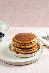 stack of pancakes with syrup