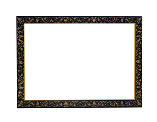 Classic black frame with gold pattern for text, picture, photo, image, text isolated on white...