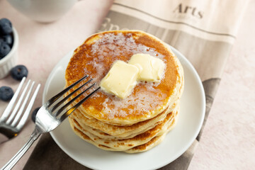 pancakes with butter and jam