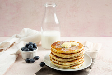 pancakes with butter and milk