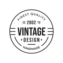 Vintage badge, label or logo. Outline stamp design. Premium, quality, handmade product circle emblem for business and fashion typography. Vector illustration.