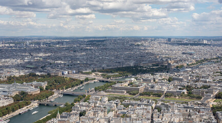 Fototapeta na wymiar seine view from Eiffel Tower Paris, France panorama