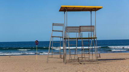Beach Ocean Horizon Lifeguard Tower No People
