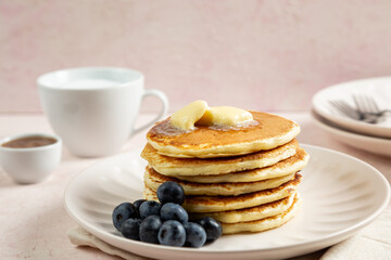 stack of pancakes with blueberries