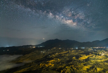 Fototapeta na wymiar Milky Way of Yuanyang rice terrace, Yunnan, China