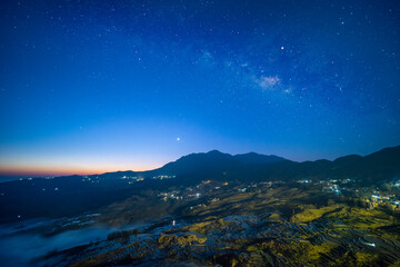 Fototapeta na wymiar Milky Way of Yuanyang rice terrace, Yunnan, China