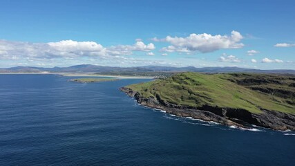 Aerial view of Dunmore head with Portnoo and Inishkeel island in County Donegal - Ireland