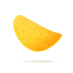 Potato chips on white background, fast food, vector snack.