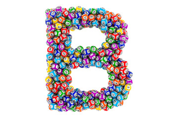 Letter B, from lottery balls. 3D rendering