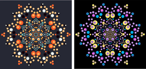 Mandala Dot art vector ethnic traditional Aboriginal dot painting design, Abstract mandala with dots, circles, ethnic Australian geometric ornament.  vector