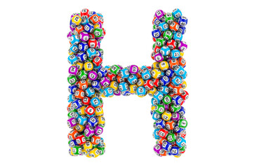 Letter H, from lottery balls. 3D rendering