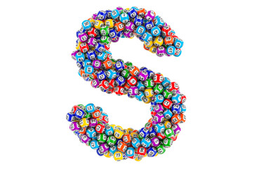 Letter S, from lottery balls. 3D rendering