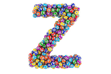 Letter Z, from lottery balls. 3D rendering