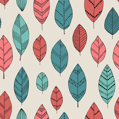 Beautiful seamless doodle pattern with vintage leaves sketch. design background greeting cards and invitations to the wedding, birthday, mother s day and other seasonal autumn, spring, summer holidays