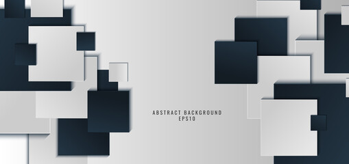 Template banner web design background blue and white square shape with shadow.