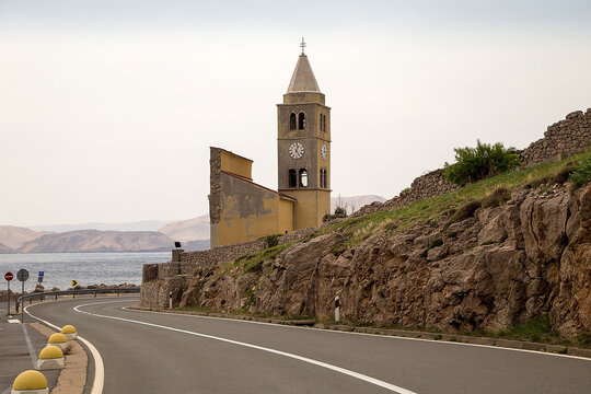 The remains of St. Karlo Boromejski church at Karlobag, Croatia