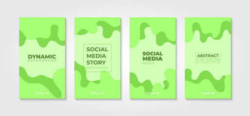 Collection of social media story templates. Abstract creative design. Unique editable dynamic background suitable for sharing your idea or business on social media. Green background design