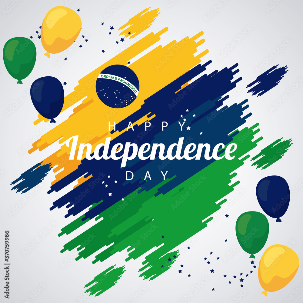 Wall mural brazil happy independece day celebration with flag in balloons helium