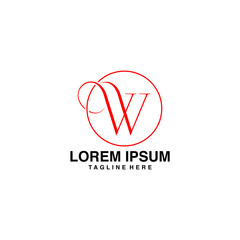 Initials W With Circle Logo Vector Icon Illustration